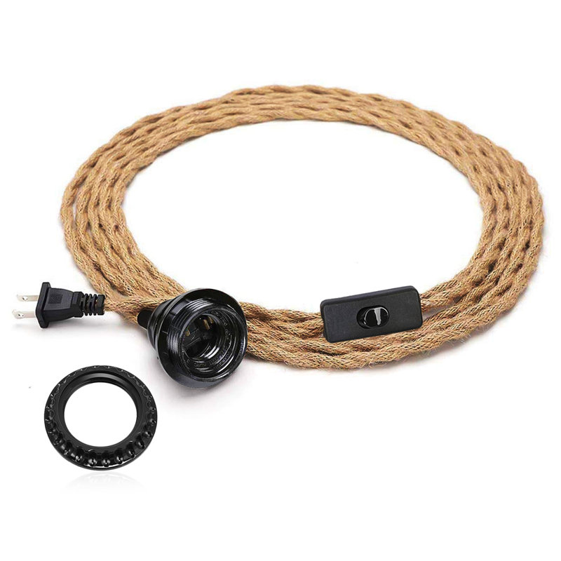 Luminaire suspendu en corde de chanvre rétro E26 Corington