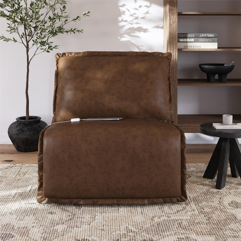 Fauteuil inclinable électrique Callum, cacao, similicuir, Cacao