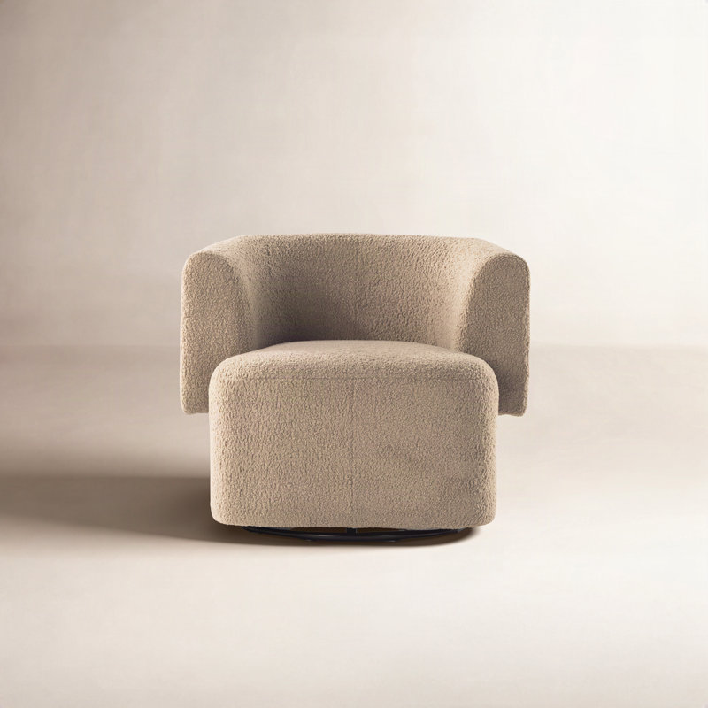 Tybalt Swivel Barrel Chair, Sheepskin Camel