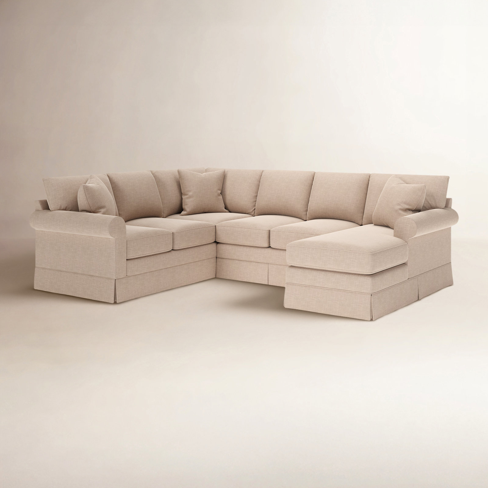 Friedman Chaise Sectional, Conversation Linen Basketweave, Right Hand Facing