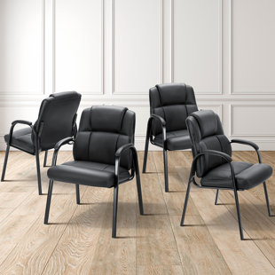 Chaise de salle d'attente empilable en cuir avec structure en métal (Ensemble de 4)