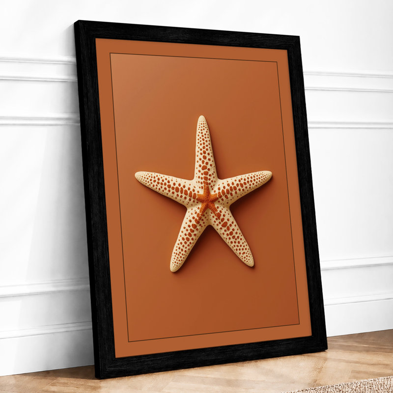 Textured Starfish Coastal - Framed Print, Black, A3 - 42.0 x 29.7 cm