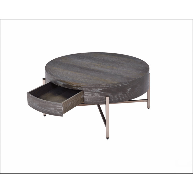 Table basse à 1 tiroir brun clair et champagne