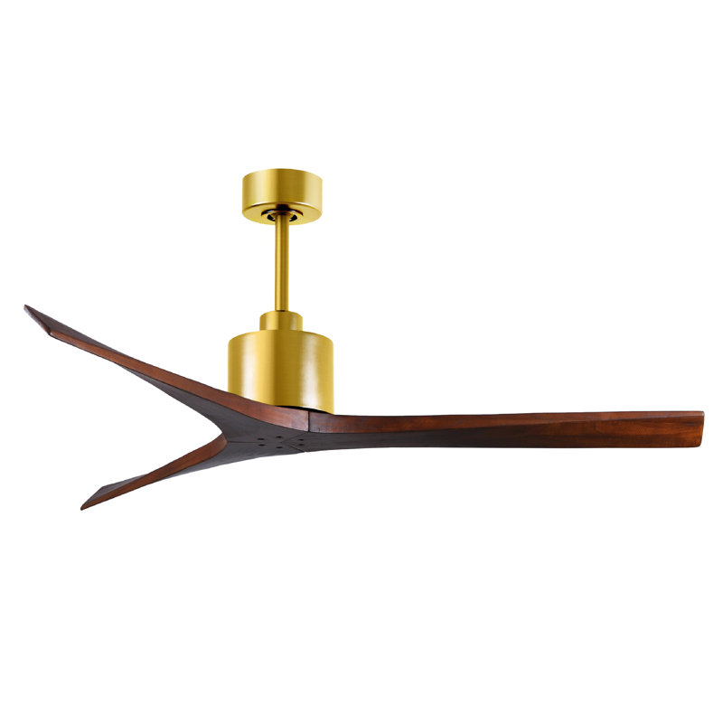Mollywood - 42" Ceiling Fan - Textured Bronze Finish - Matte Black Blades, Brushed Brass, 52", Walnut