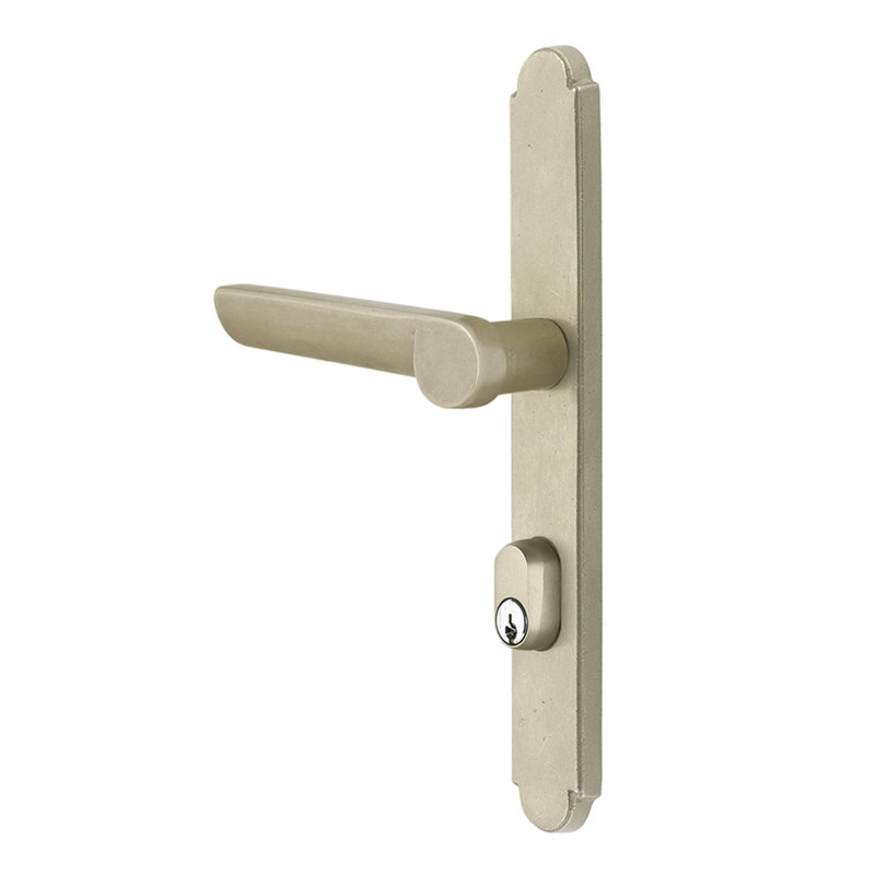 Ensemble de poignées cylindriques simples Stretto Emtek Sandcast, Levier Aurora, Cascade bronze blanc, Gaucher