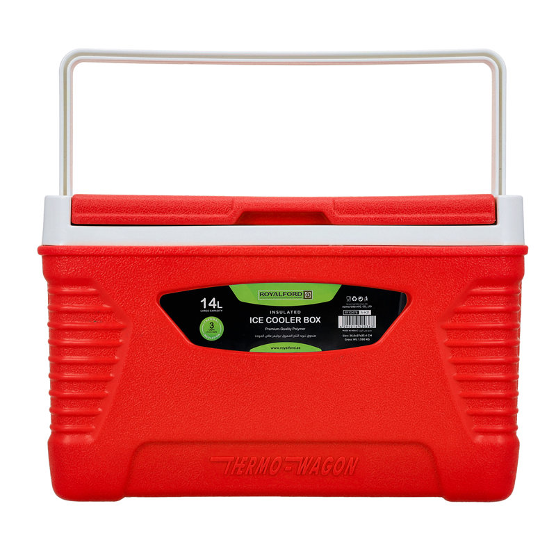 Royalford 14L Insulated Cooler Box - Hot/Cold Freezer Box with Integrated Lock Lid, Red