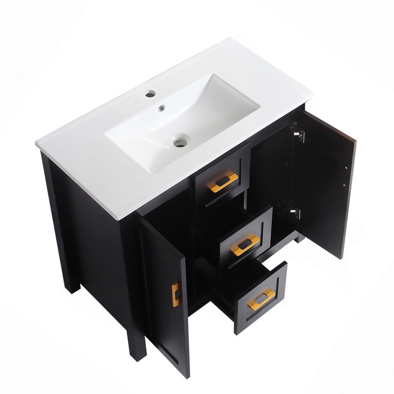 Bathroom Vanity With Single Sink, Combo Cabinet Undermount Sink, Bathroom Storage Cabinet With 2 Doors And 2 Drawer, Soft Closing, Multifunctional Storage