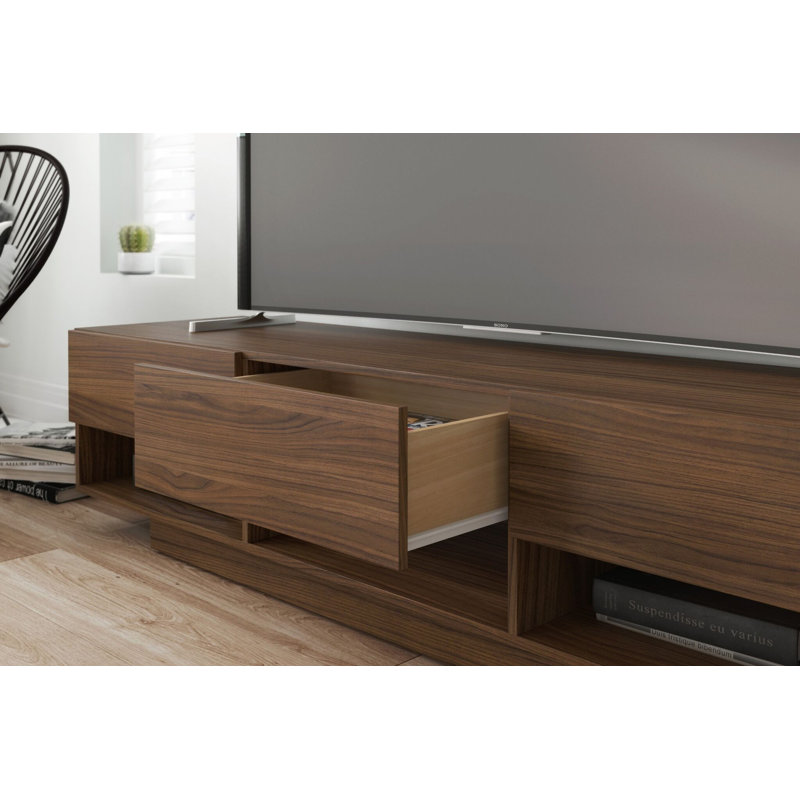 Meuble télé avec 3 tiroirs pour téléviseur de 78 po ou moins Frankel , Noyer, 80"