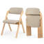 Chaises de salle à manger pliantes avec coussin, siège rembourré en tissu de lin, structure en bois-133392068