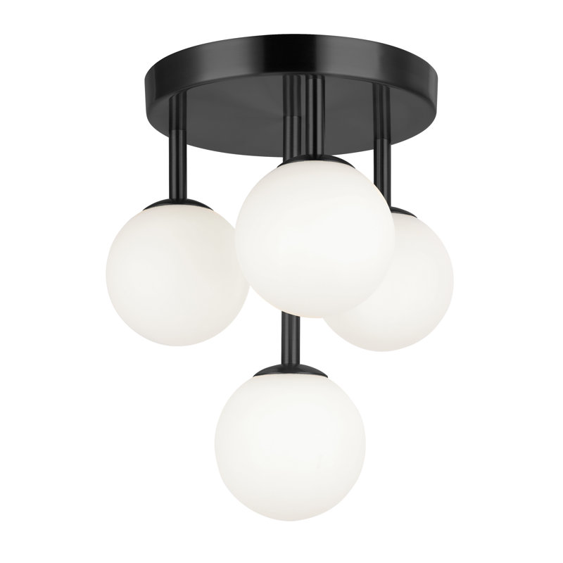 Megallan 4 Light Semi Flush Mount, Matte Black