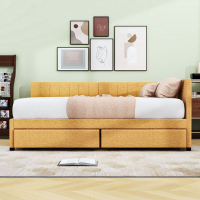 Full Size Upholstered Daybed with Built-in Storage and Durable Frame by Latitude Run