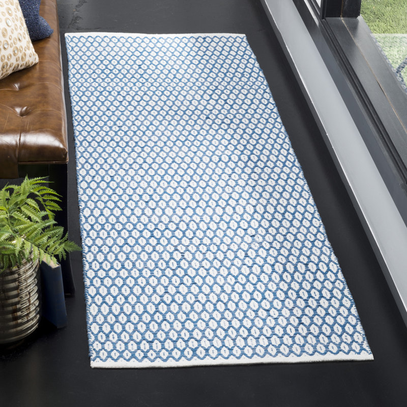 Modena Hand Woven Cotton Geometric Rug, Runner 2'3" x 11'