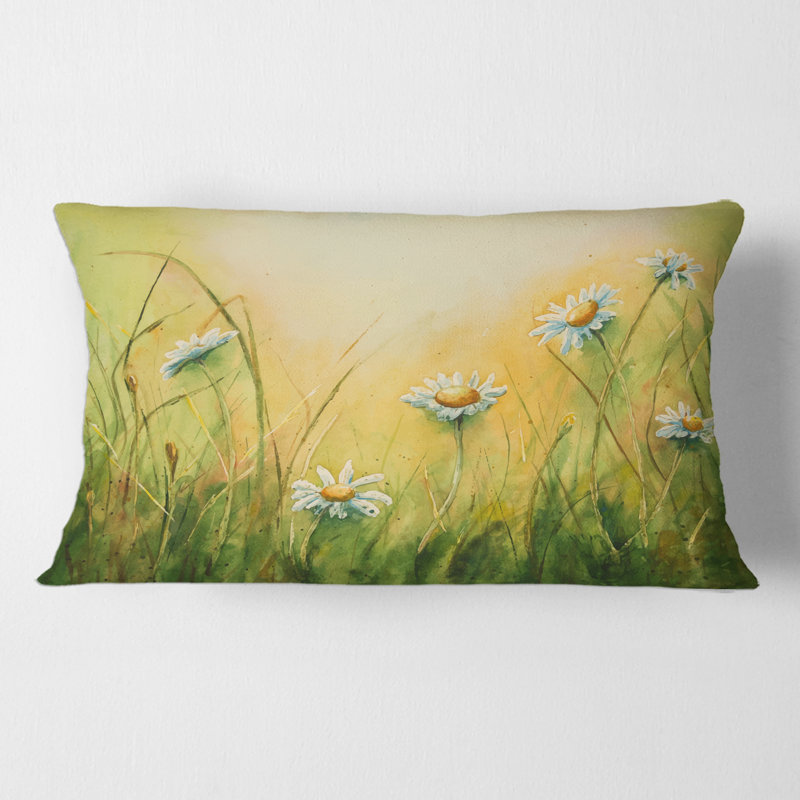 Sunset Field with Chamomiles and Herbs Rectangular Pillow Cover & Insert