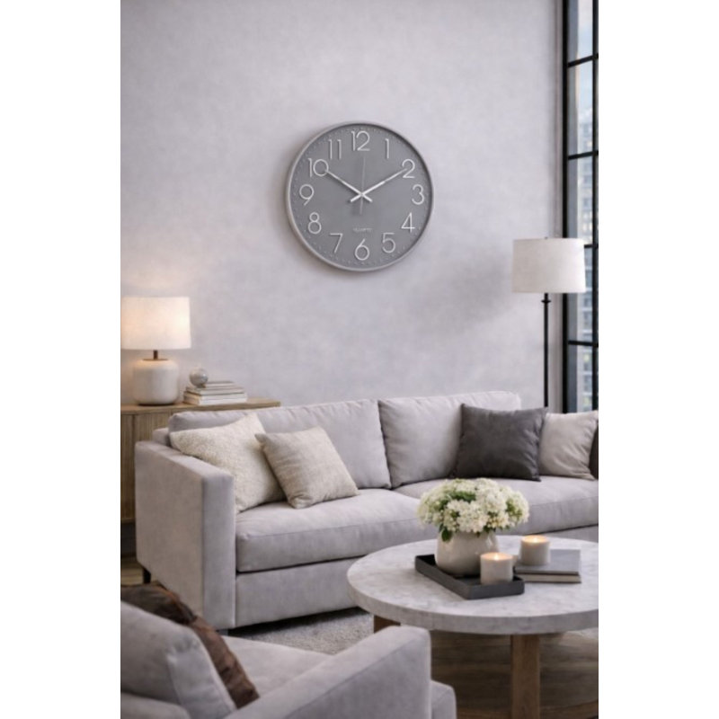 Analog Wall Clock, Gray