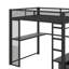 Lit mezzanine double avec bureau intégré, éclairage à DEL et escalier-193441869