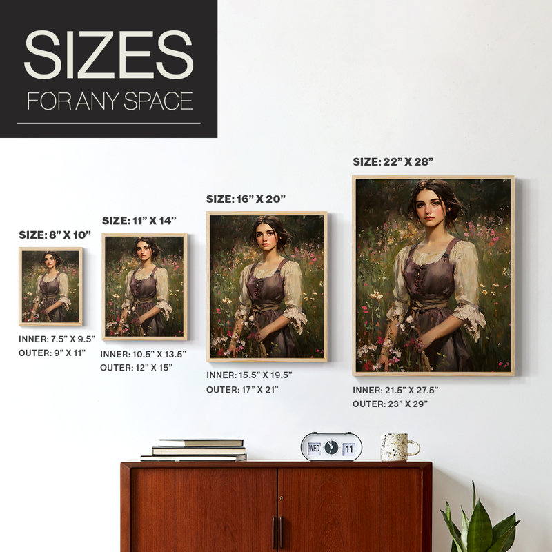 Reproduction encadrée WOMEN Series CCLXVI - bois massif, H 15 po x l 12 po, Naturel