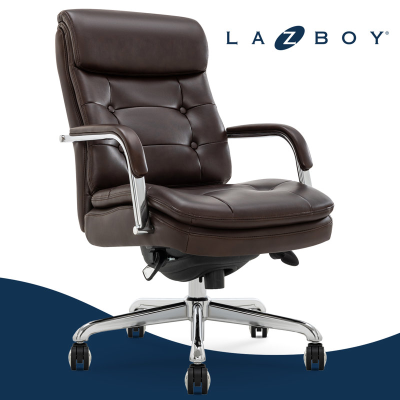 Sonata Leather Swivel Executive Office Chair, Chrome, Dark Brown