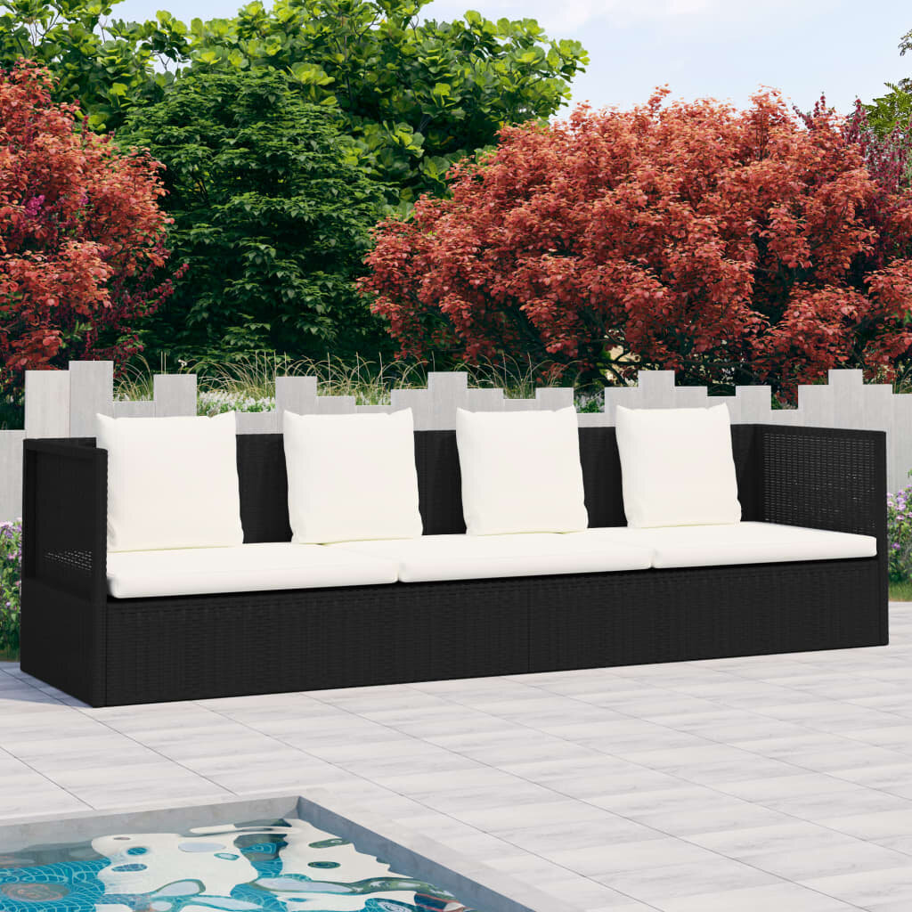 Patio Couch Outdoor Sunlounger with Cushion Backyard Sunbed Poly Rattan