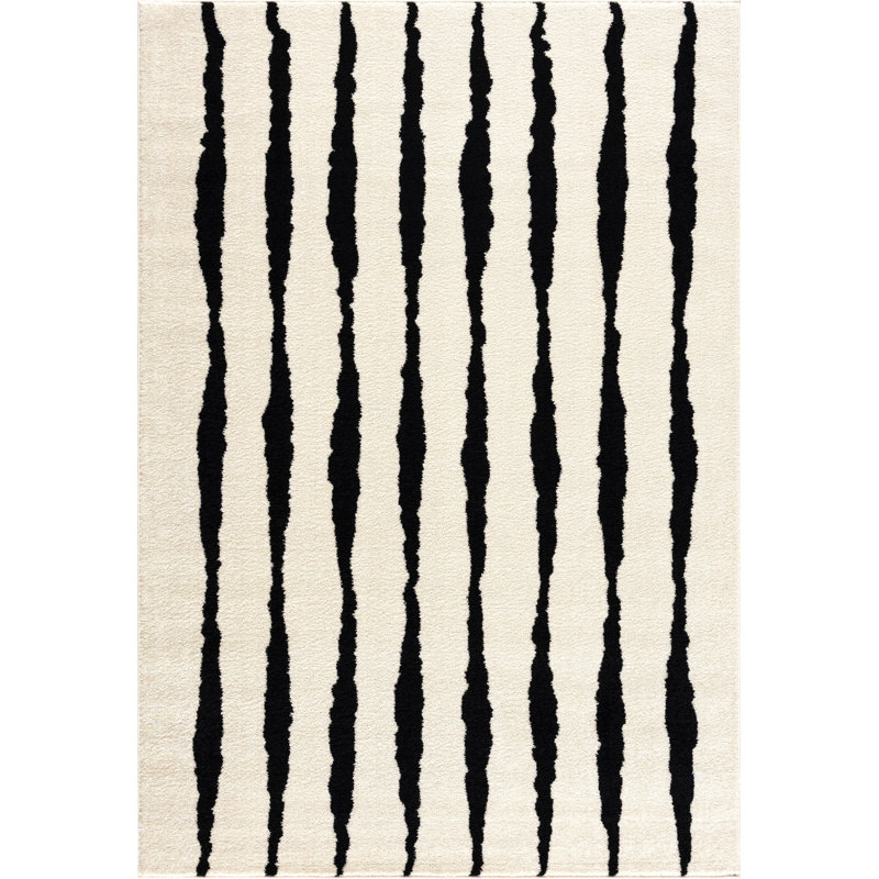 Tapis rayé noir Zofia, Rectangle 4 pi x 6 pi