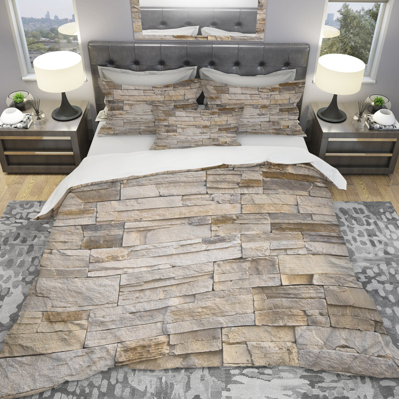 Ensemble de housse de couette murale en pierre designart, Housse de couette très grand + 2 taies décoratives