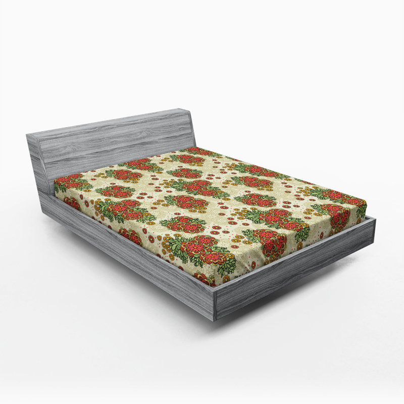 Microfiber Floral Fitted Sheet, Full Fitted Sheet
