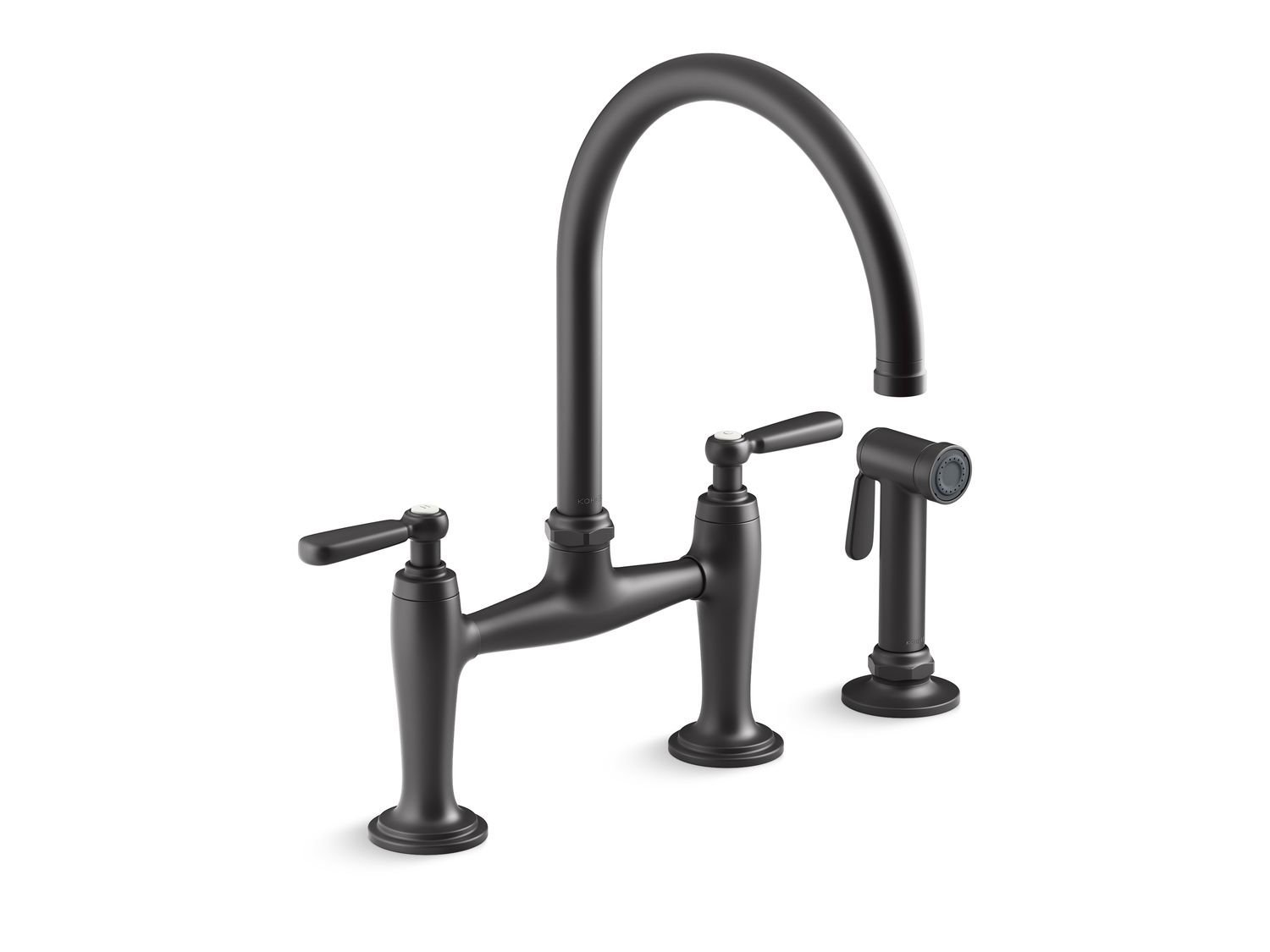 Edalyn Bridge Faucet with Sidespray, Matte Black