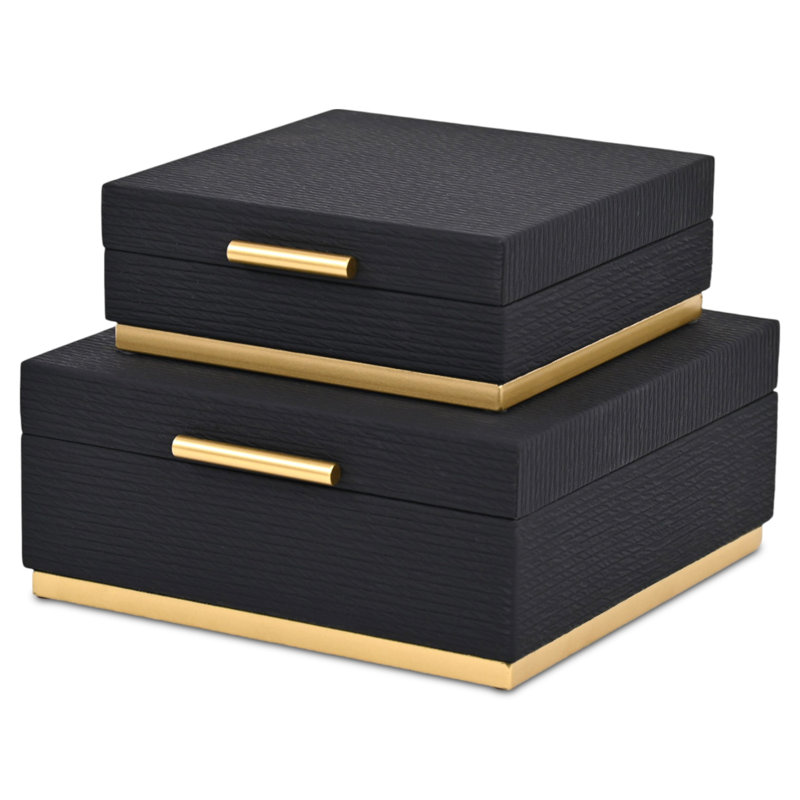 Ensemble de boîtes carrées Eira, Noir
