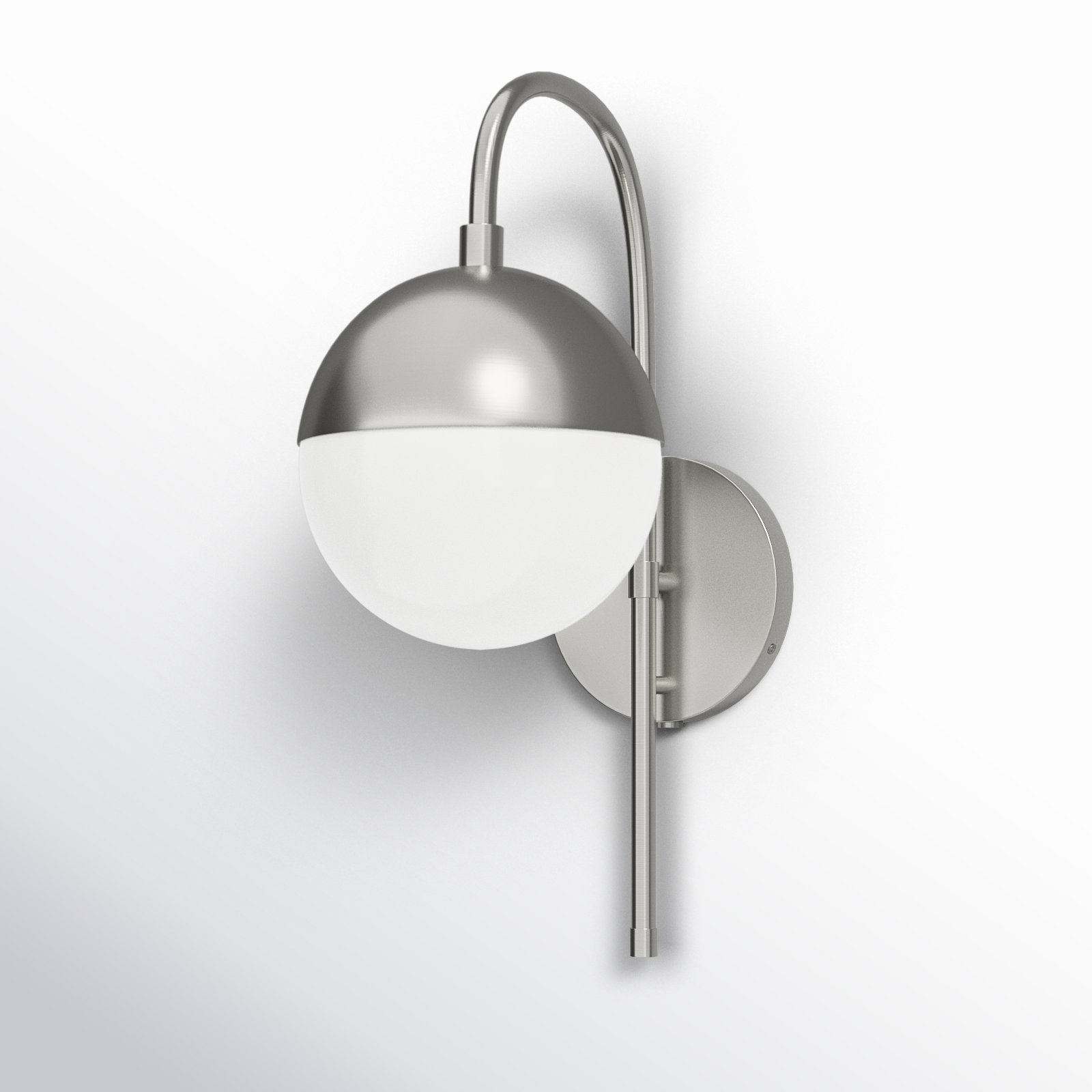 Yvette Single Light Glass Dimmable Armed Sconce, Nickel