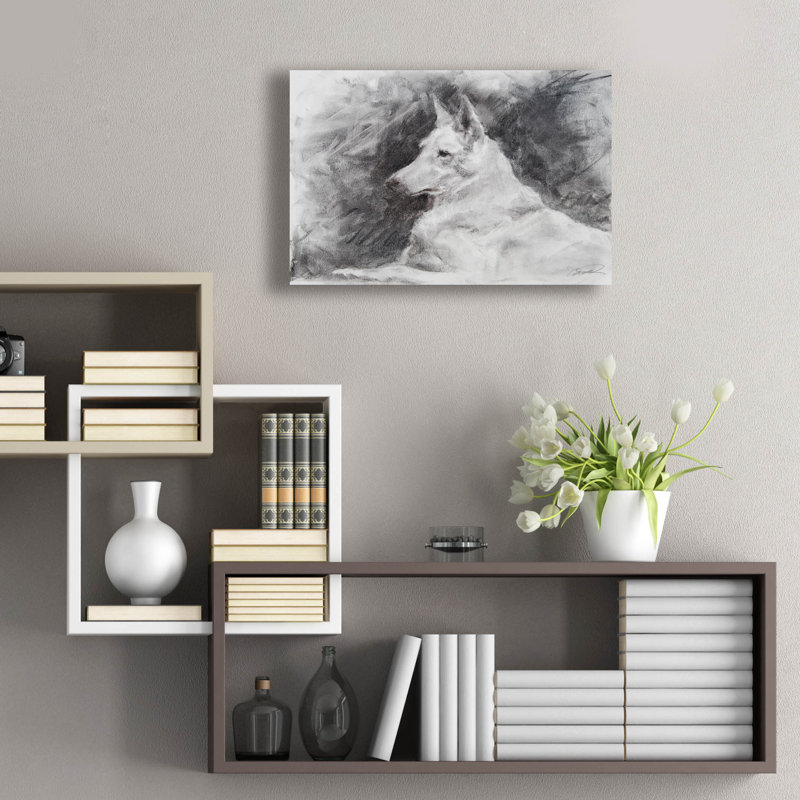 «White Shepherd In Gray» par Robert Campbell, H 16 po x l 24 po x P 0,2 po