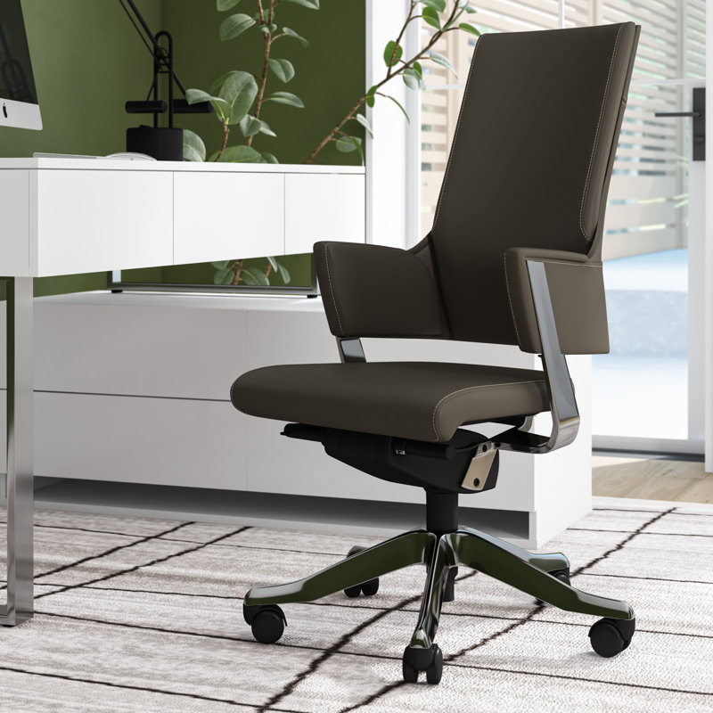 Fauteuil de direction en cuir véritable Algrid, Gris