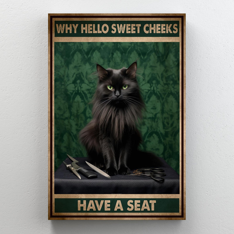 «Black Cat Have A Seat On», impression sur toile, H 36 po x l 24 po x P 1,25 po