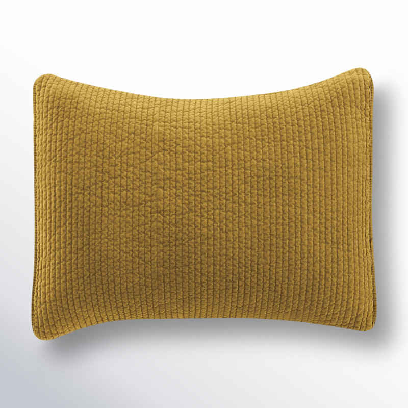 Stonewashed Velvet Cotton Quilted Modern Rustic Pillow Sham, King, Fern Green