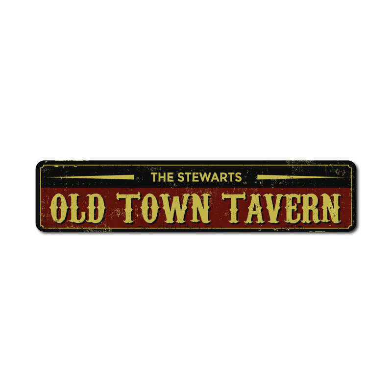 Plaque en aluminium Old Town Tavern, H 4 po x l 18 po x P 0,04 po
