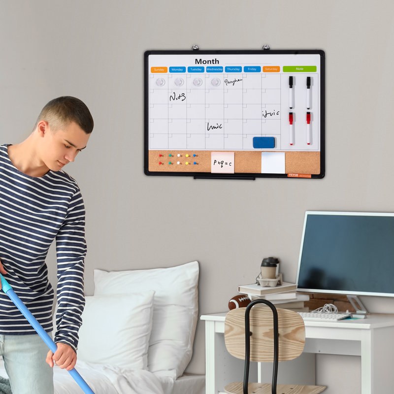 Tableau mensuel avec tableau blanc et tableau de liège, H 20 po x l 25 po x P 1 po