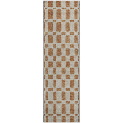 Premium Machine Washable Prisco Terracotta Rug