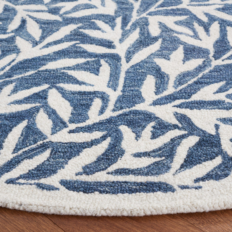 Tapis bleu / ivoire touffeté à la main Aliss, Rond 6 pi