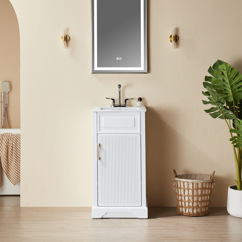 Meuble-lavabo simple autoportant de 18 po avec plateau entièrement assemblé