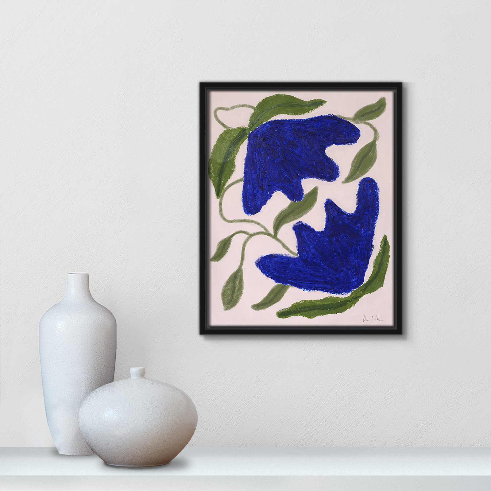 Colette "Blue Anemones No. 02" Print, Black, 15.5" H x 12.5" W