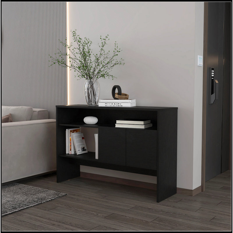 Console noire avec deux portes, Noir