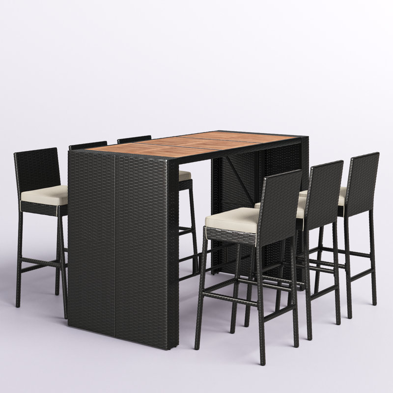 Arayla Rectangular 6 - Person 73" Long Bar Height Dining Set with Cushions
