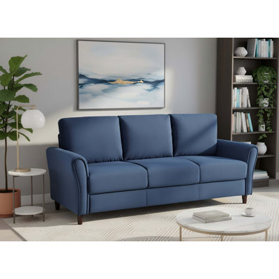 Mid-Century Curved Arm Sofa with Plush Foam Cushions for Comfortable Seating and Elegant Living Room Decor Style