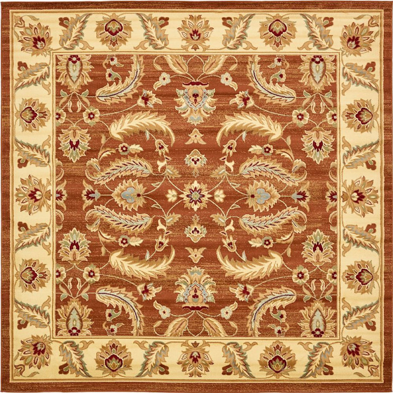 Brun oriental/jaune Tapis décoratif Odyssey, Carré 4 pi