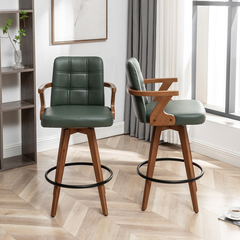 Lorant Swivel Bar Stool, Green, Counter Stool (66cm Seat Height)