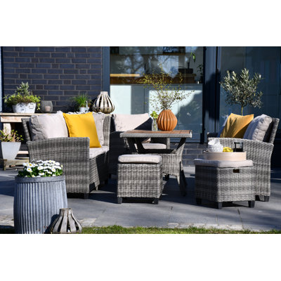 Backes 6 - Person Patio Dining Set with Rectangular Table , Cushions Included