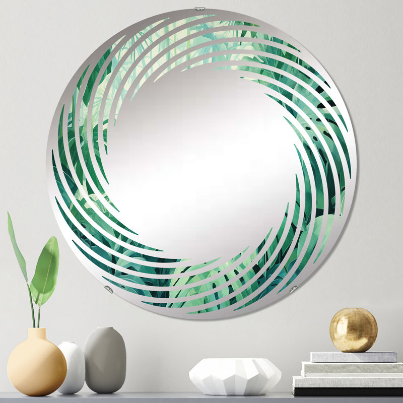 Jade Jungle Jungle épaisse des palmiers III - Miroir mural en spirale | Rond, 23,6 po x 23,6 po