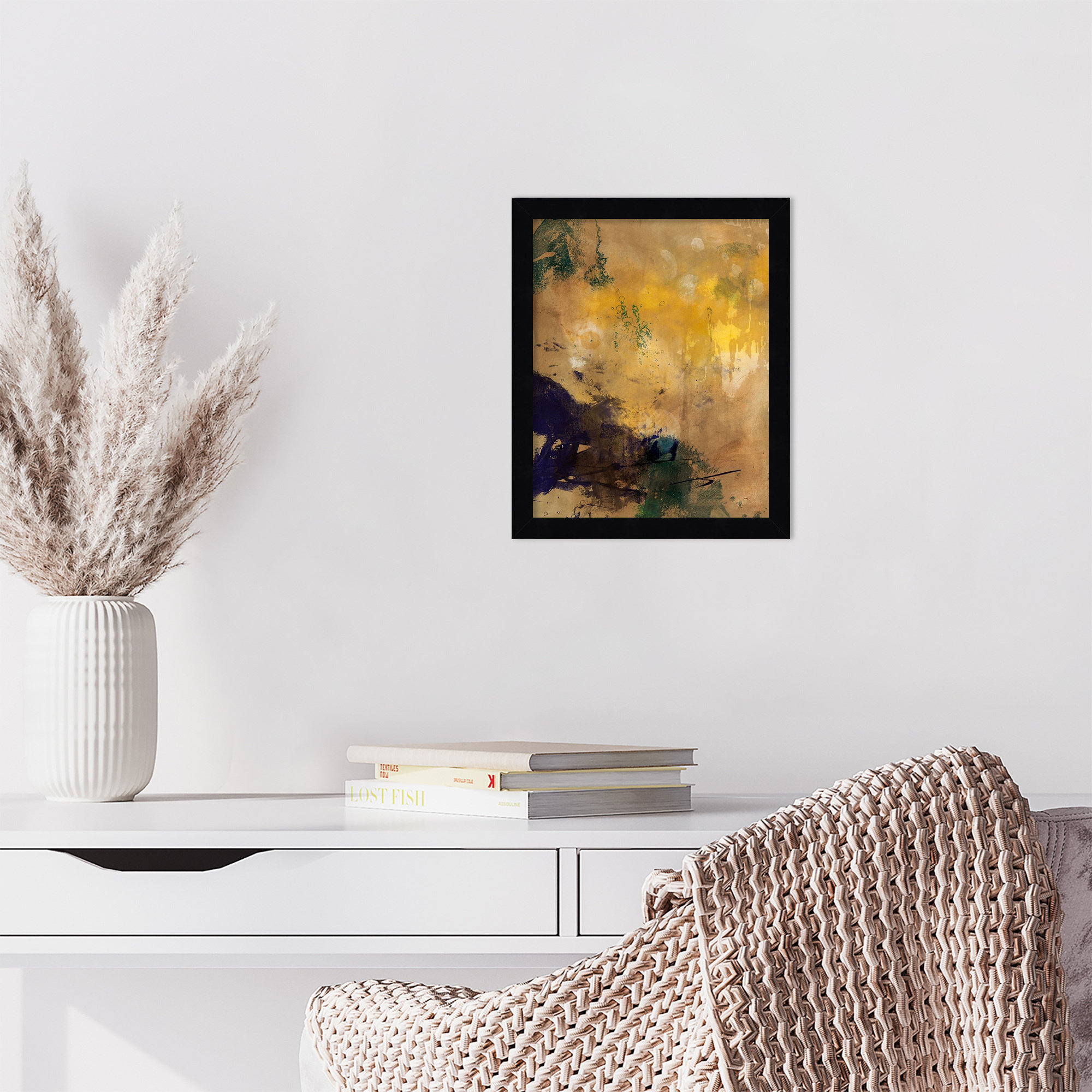 Amber Haze II by Flagler Wood Framed Wall Art Print, Black, 13" H x 11" W