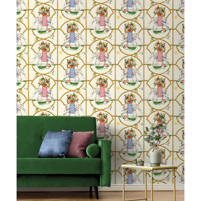 Harrison Howard Before The Raj Toile 18' L x 20.5" W Peel & Stick Wallpaper Roll