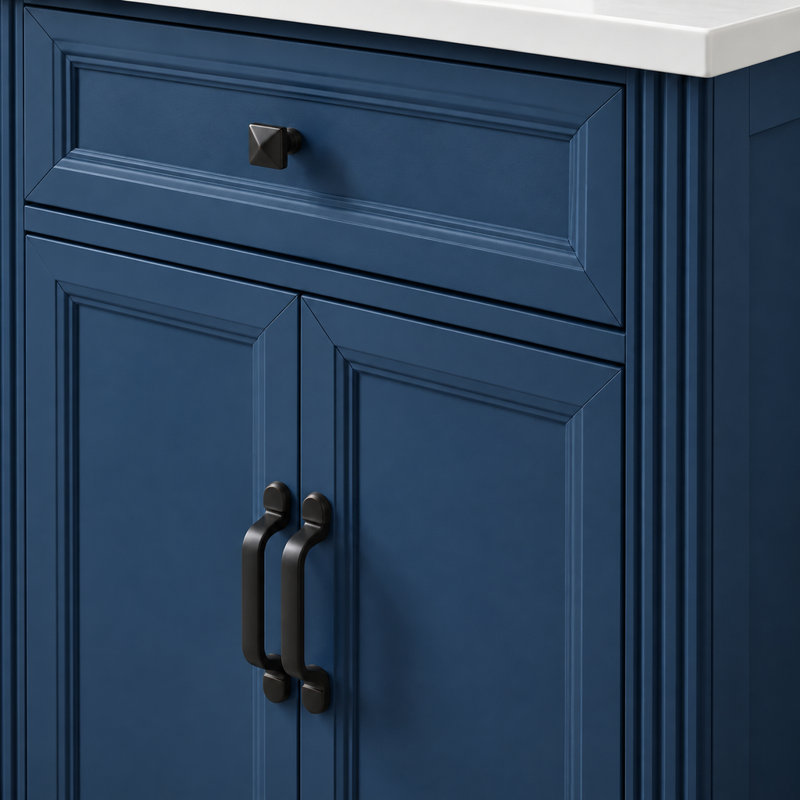Meuble-lavabo bleu de 70,3 cm (27,66 po) avec lavabo en céramique et tablettes ajustables