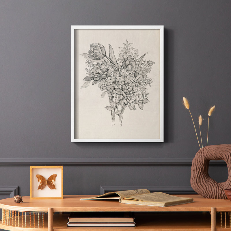 Floral Bouquet I, reproduction encadrée - bois massif, Blanc, H 10 po x l 8 po