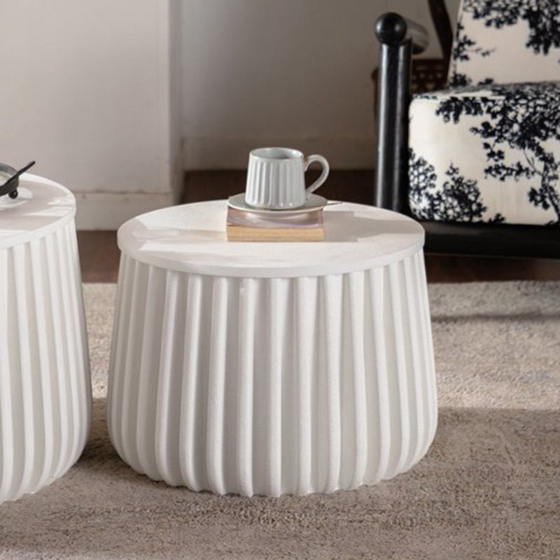 Ensemble de table de rangement ronde avec couvercle amovible